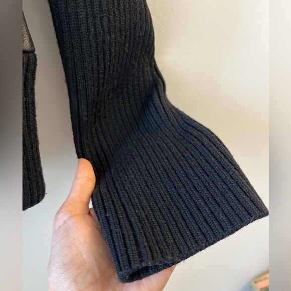 Tristan & Iseut Leather Jacket With Knit Ribbed Sleeves - Picture 2 of 15